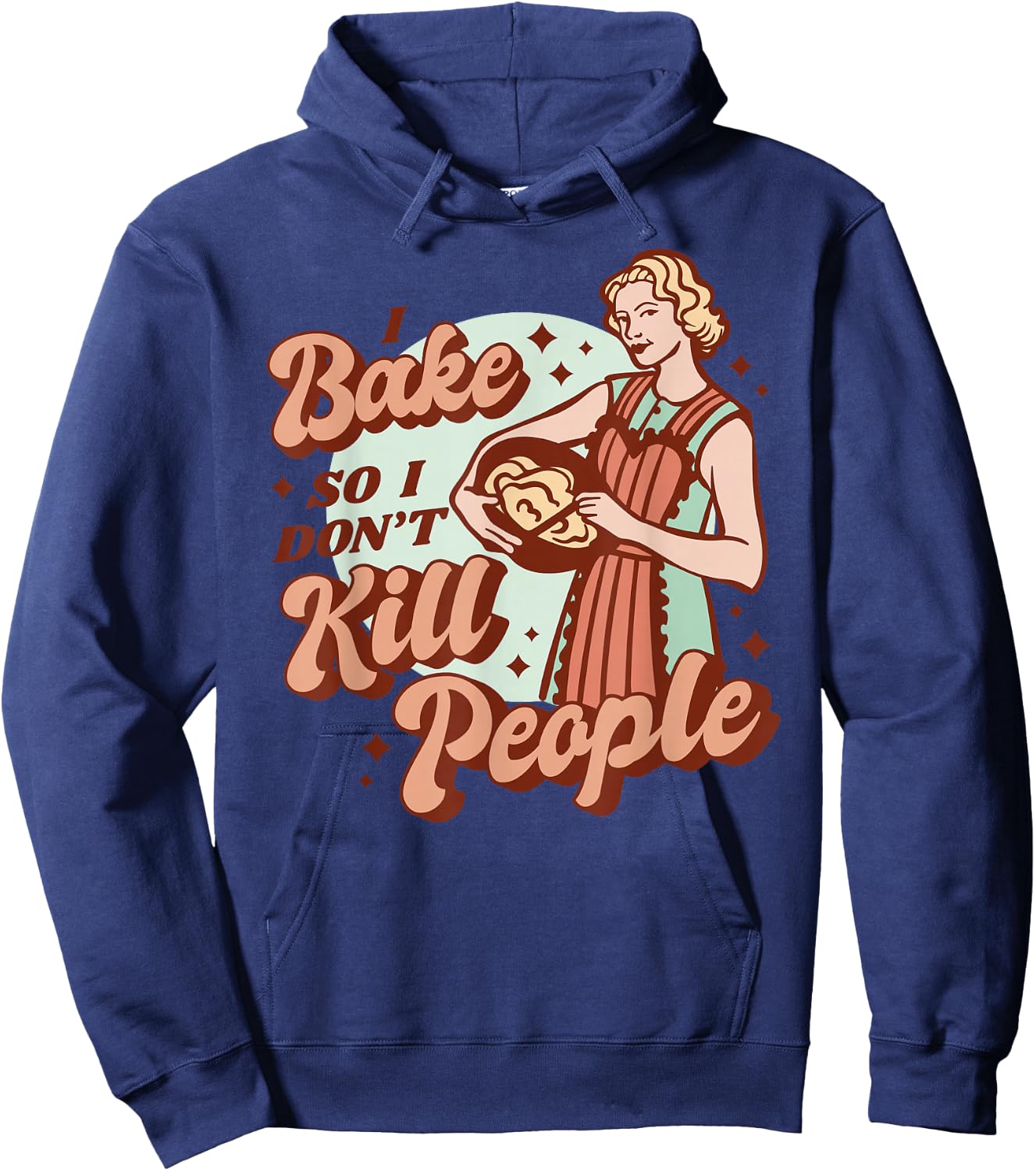 Baking Woman - Funny Retro Hoodie - Hoodie | Navy