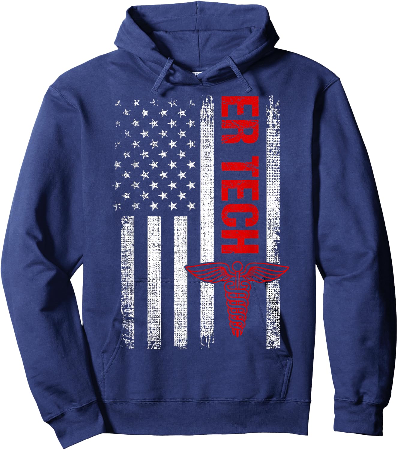 ER Tech US Flag Emergency Room Technologists ,ER Technicians Hoodie - Hoodie | Navy