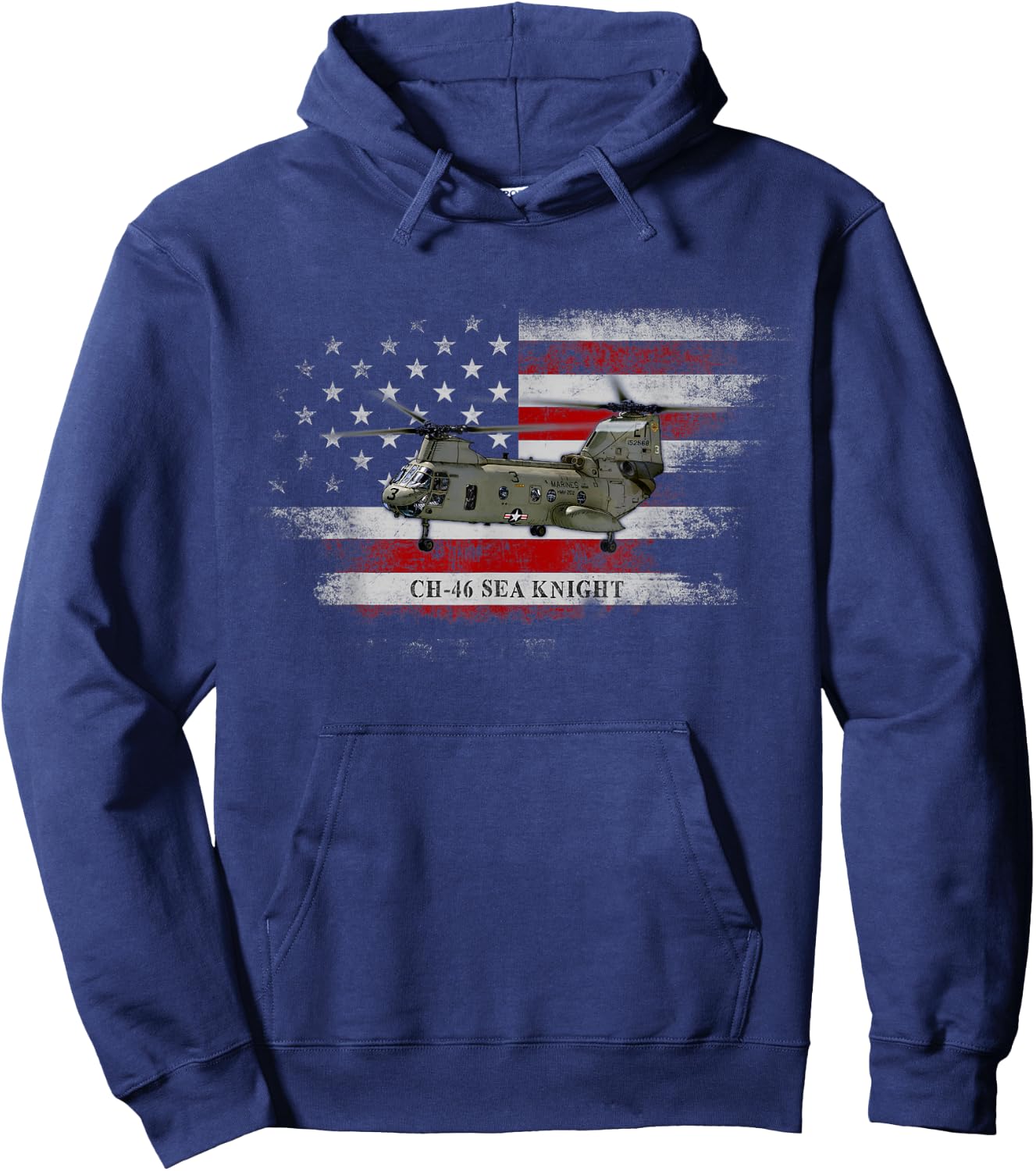 CH-46 Sea Knight Helicopter USA Flag Helicopter Pilot Gifts Hoodie - Hoodie | Navy