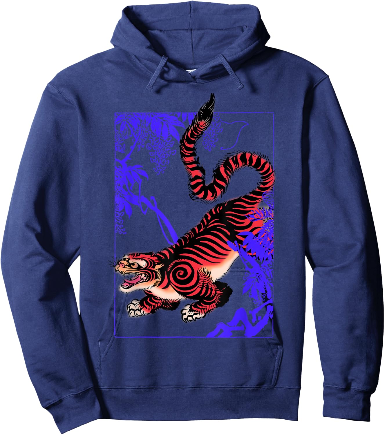 Japanese Aesthetic Tiger Wild Cat Japanese Kanji Hoodie - Hoodie | Navy