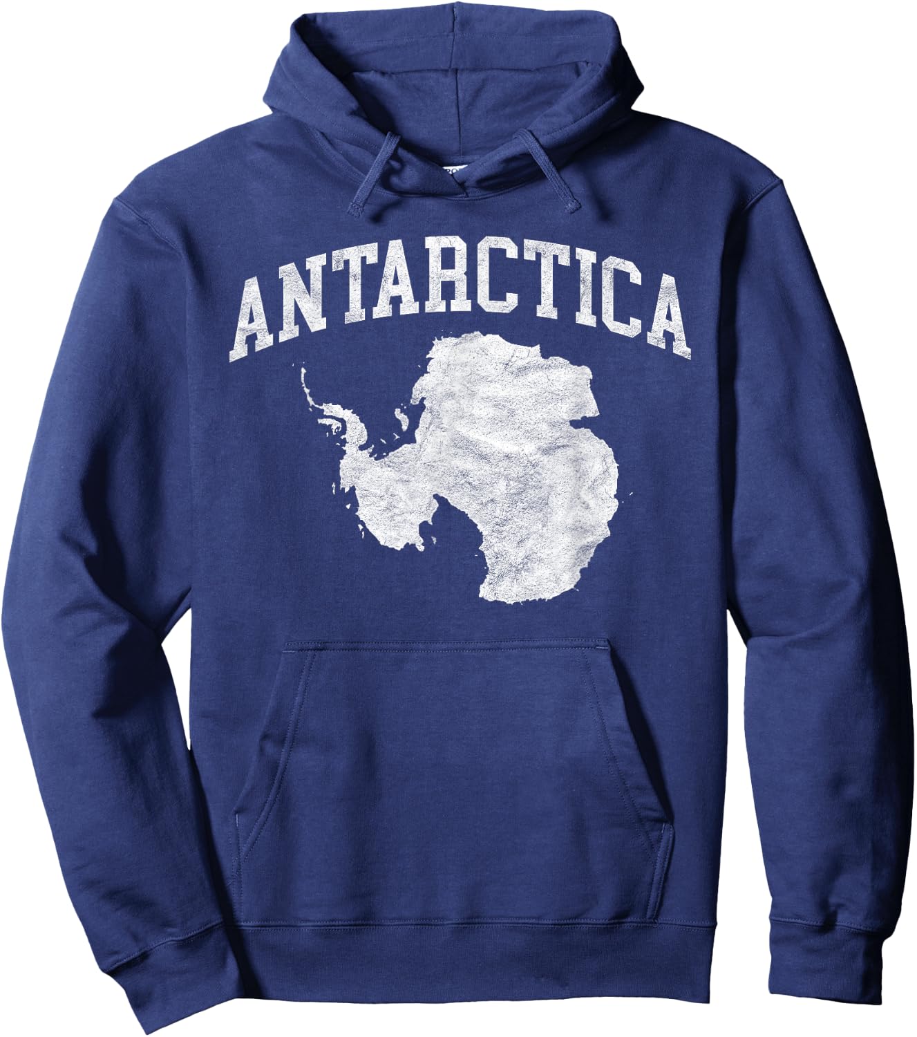 Antarctic Map Minimalist Distressed Vintage 80s Hoodie - Hoodie | Navy
