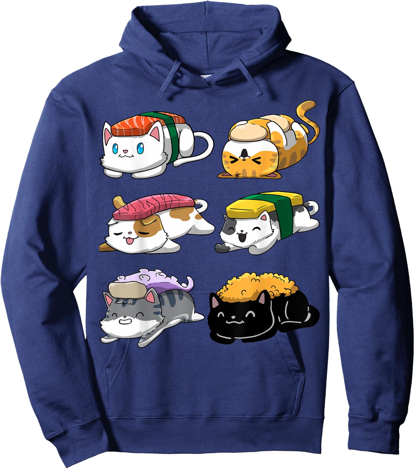 Sushi Cats Sushi Lover Cat Lover Kawaii Anime Neko Hoodie - Hoodie | Navy