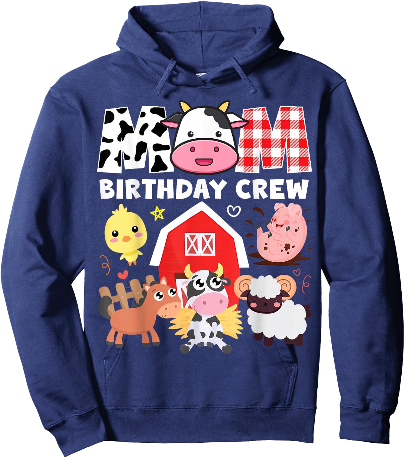 Cow Mom Birthday Crew Farm Theme Animals Kids Birthday Party Hoodie - Hoodie | Navy