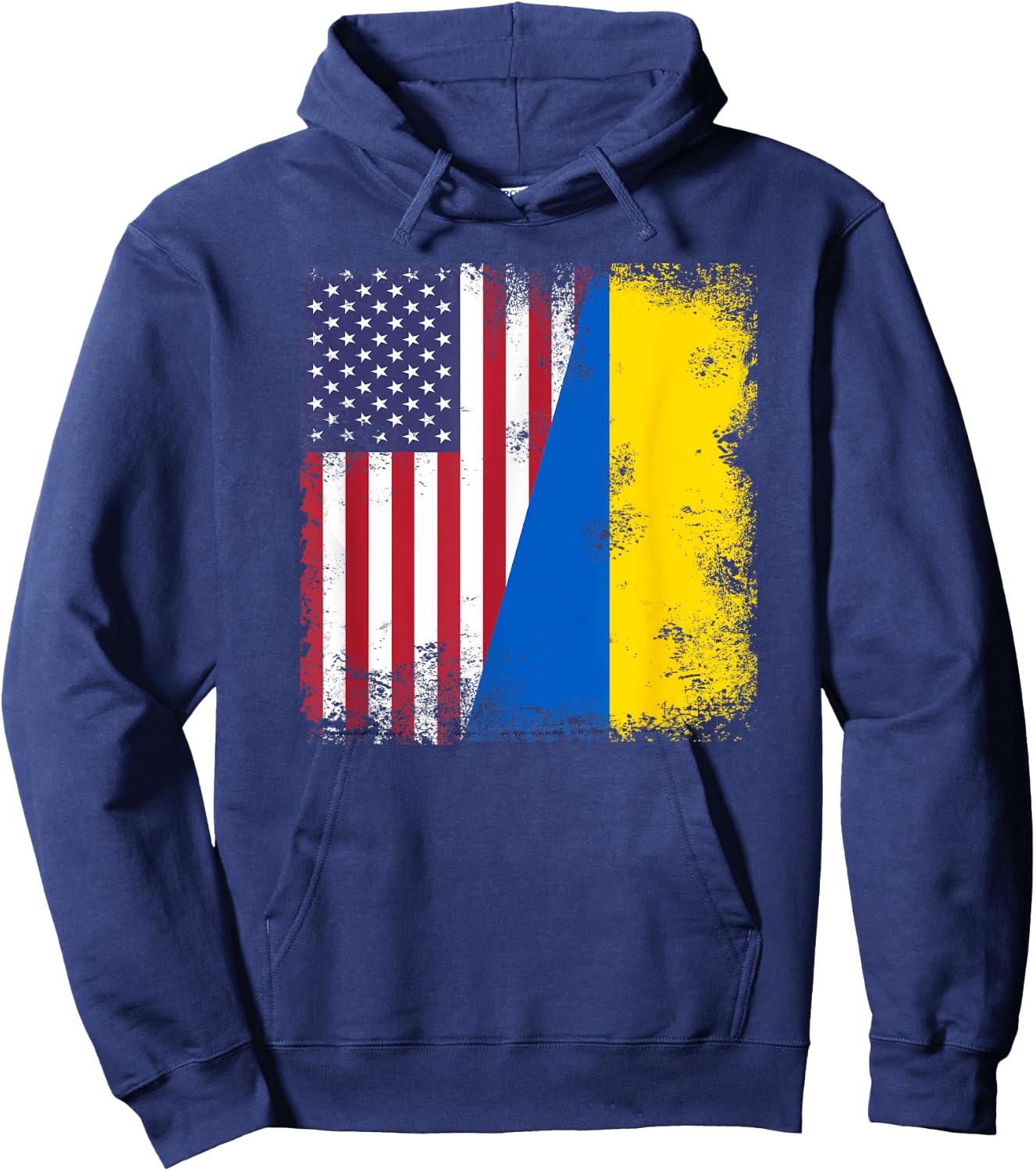 Half Ukrainian Flag | Vintage Ukraine USA Gift Hoodie - Hoodie | Navy