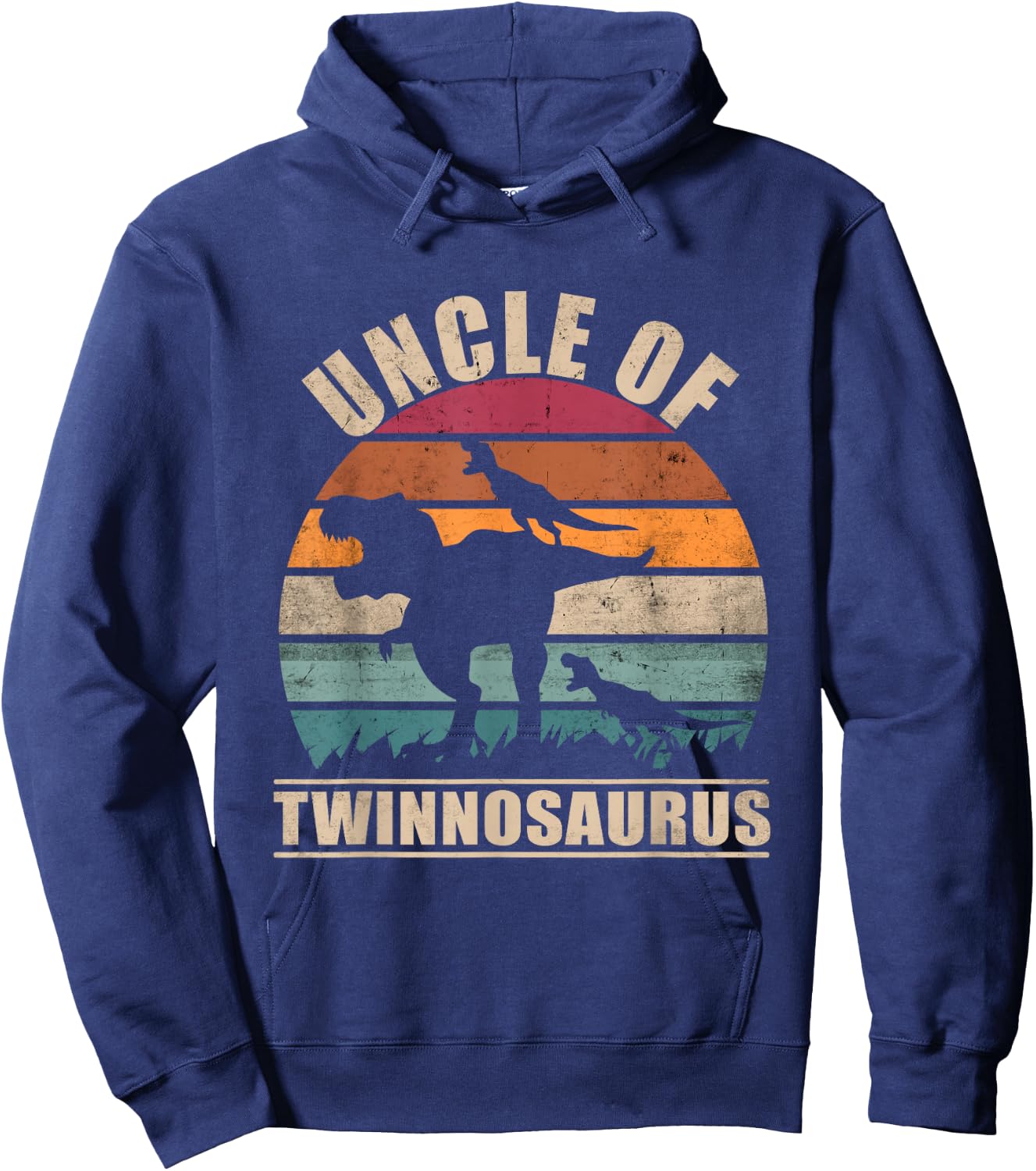 Uncle of Twins Pun Twinnosaurus Announcement Twin Uncle Hoodie - Hoodie | Navy
