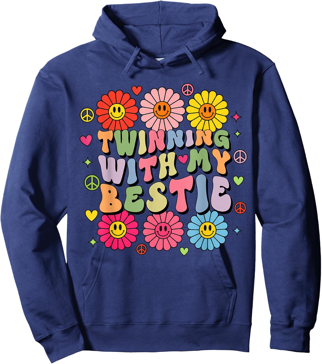 Friends Twinning with My Bestie Spirit Week Funny Twin Day Hoodie - Hoodie | Navy
