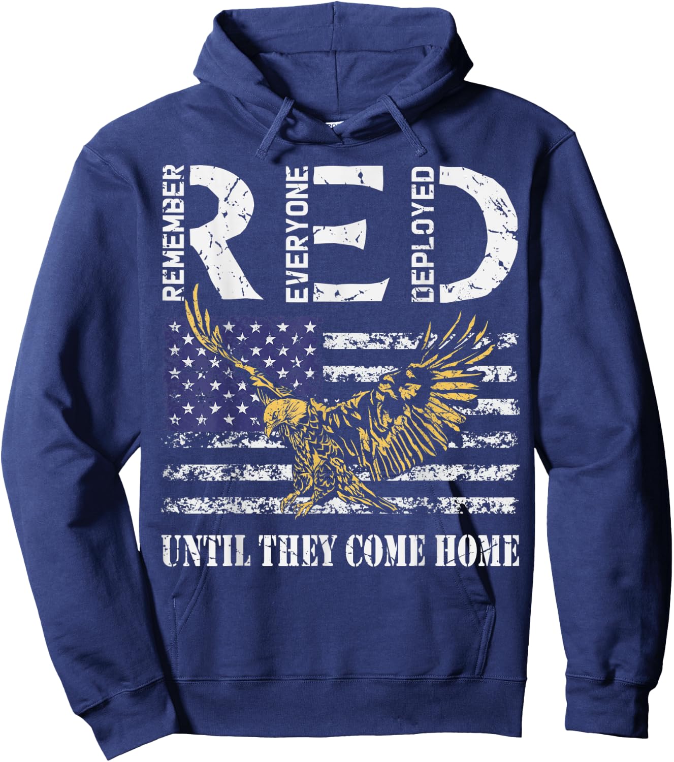 On Friday We Wear Red Retro American Flag Eagle RED Friday Hoodie - Hoodie | Navy