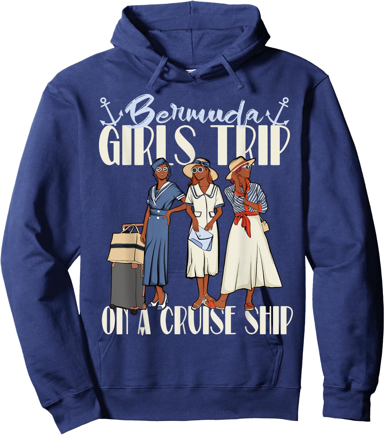 Girls Trip Bermuda Cruise Ship For Black Vacation Women Hoodie - Hoodie | Navy