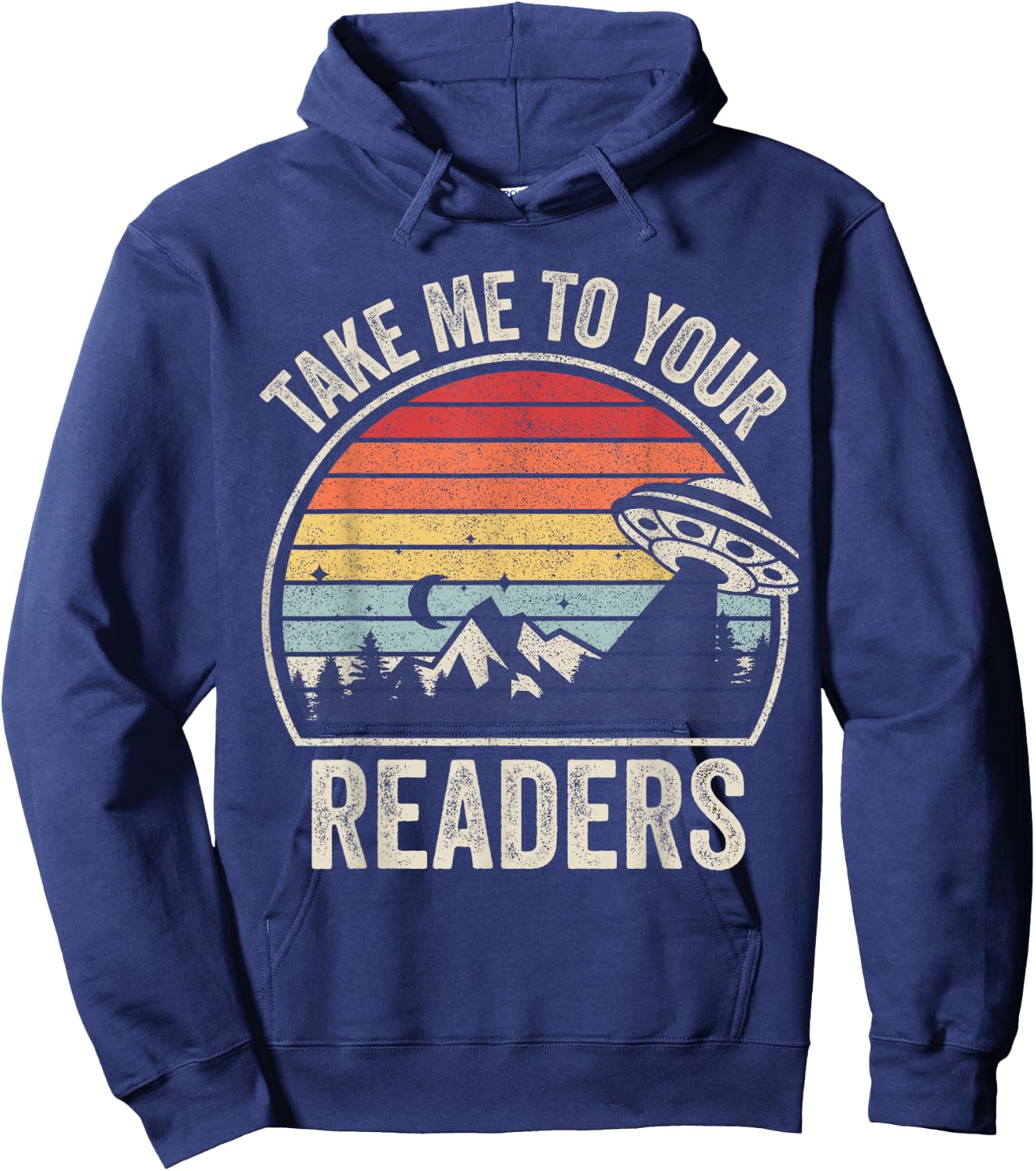 Vintage Take Me To Your Readers English Teacher Alien Space Men Women Kids Hoodie - Hoodie | Navy