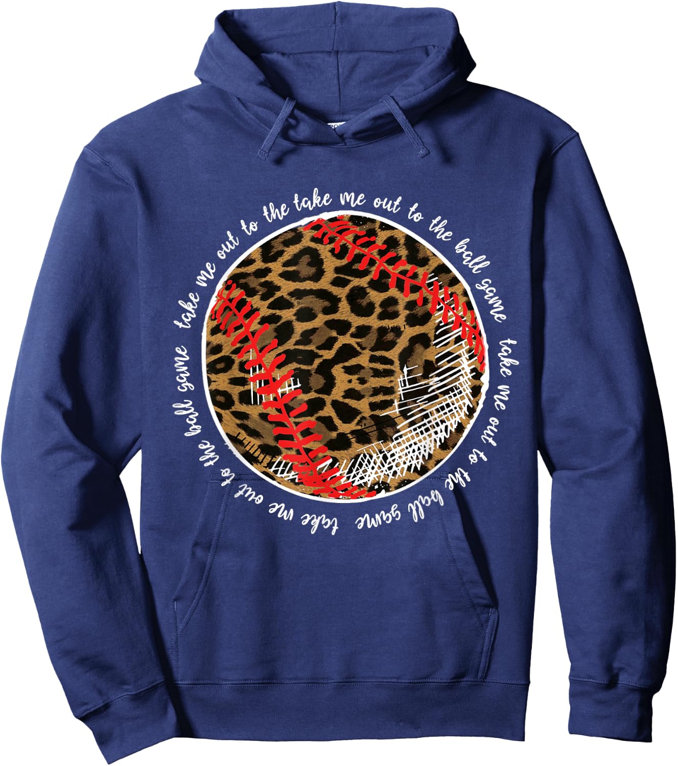 Take Me Out To The Ball Game Baseball Leopard Team Player Hoodie - Hoodie | Navy