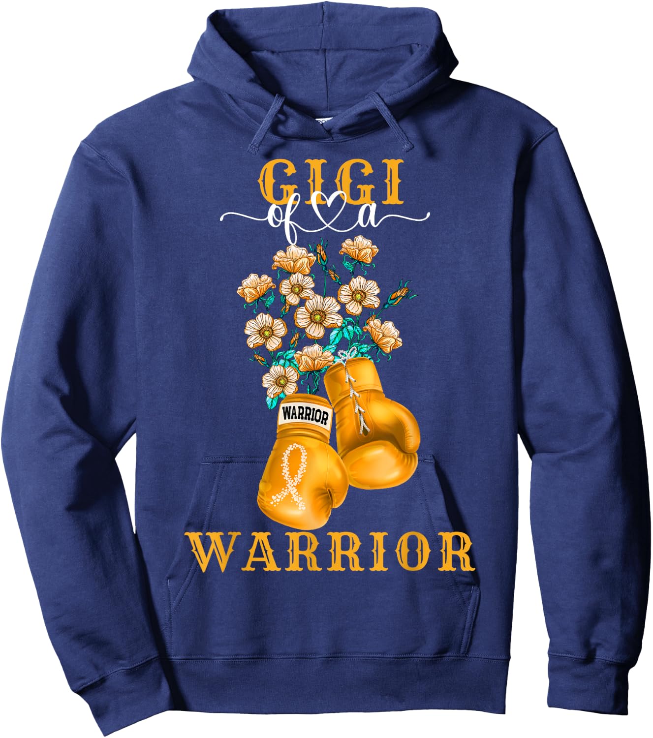 Gigi Of A Warrior Childhood Cancer Awareness Support Squad Hoodie - Hoodie | Navy