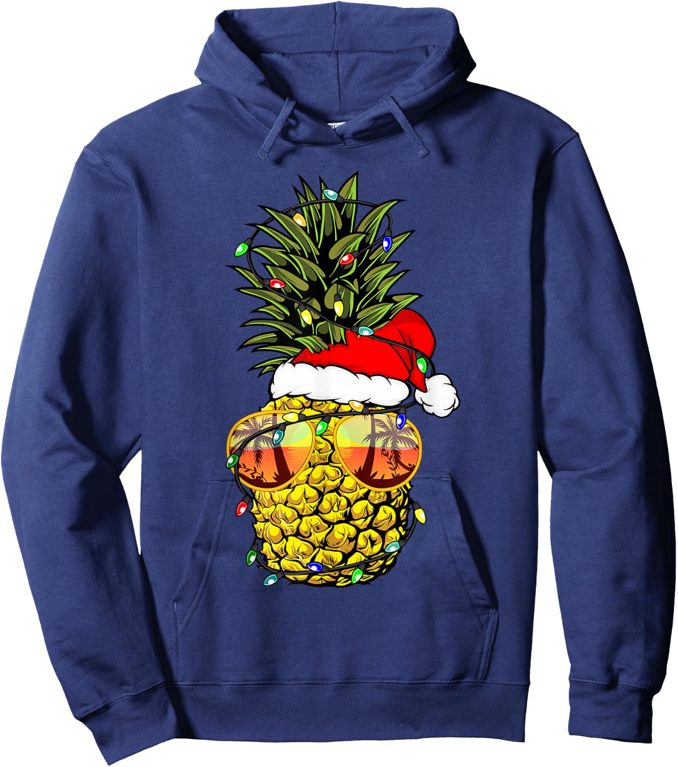 Pineapple Christmas Tree or Christmas in July Pineapple Hoodie - Hoodie | Navy