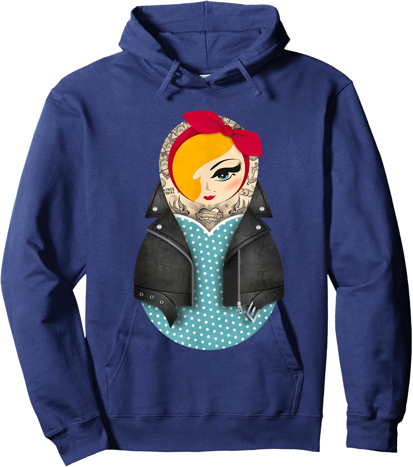 Matryoshka Jayne / Pin-up / Dots / Rockabilly Dress Hoodie - Hoodie | Navy