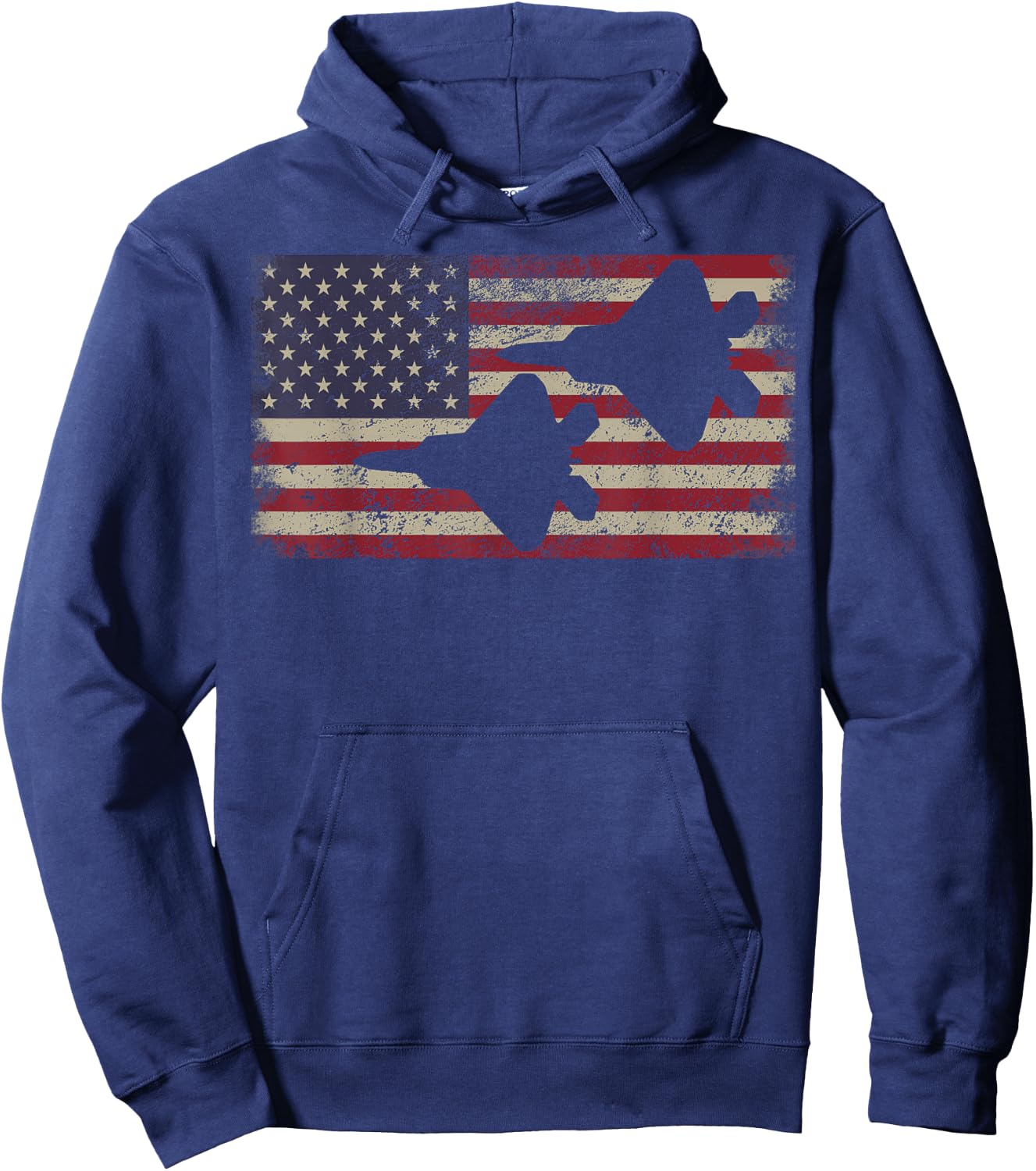 F22 Raptor Stealth Fighter Plane Patriotic USA Flag Women Kids Men Hoodie - Hoodie | Navy