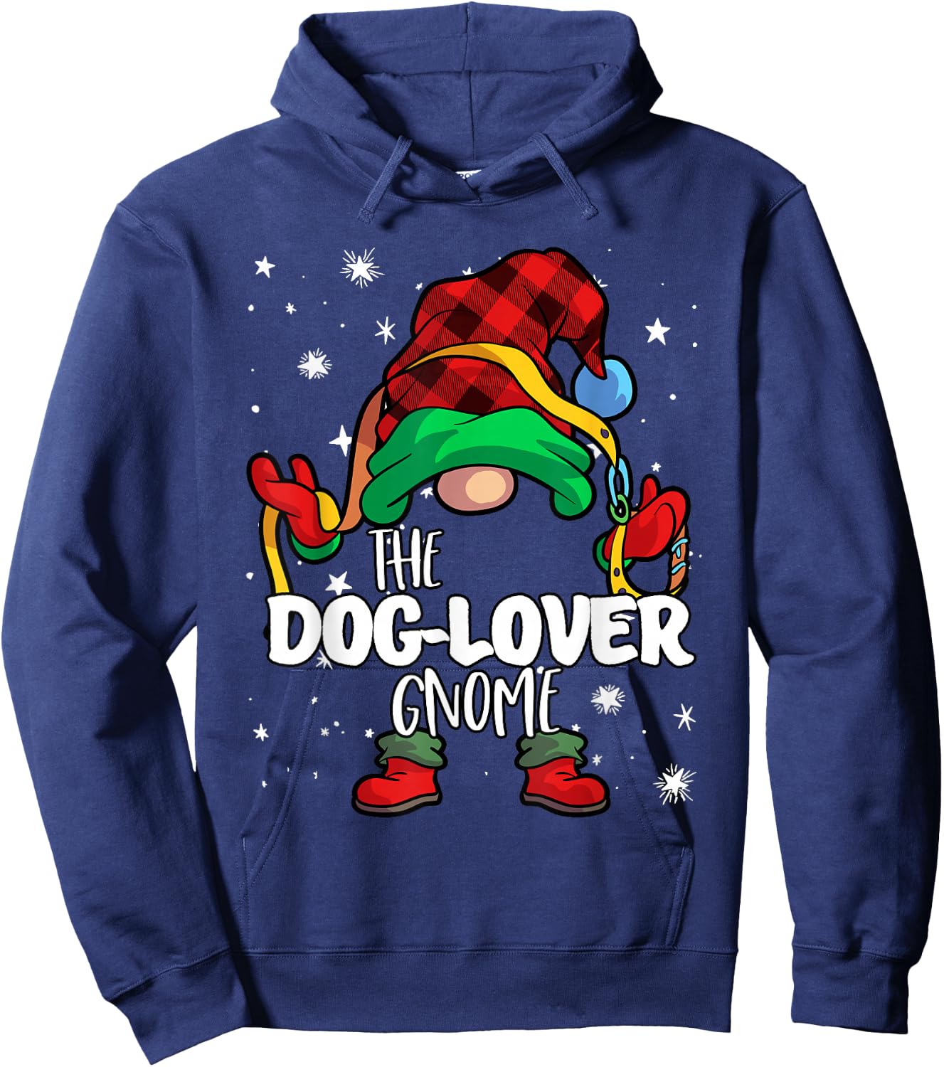Dog Lover Gnome Red Buffalo Plaid Matching Family Christmas Hoodie - Hoodie | Navy
