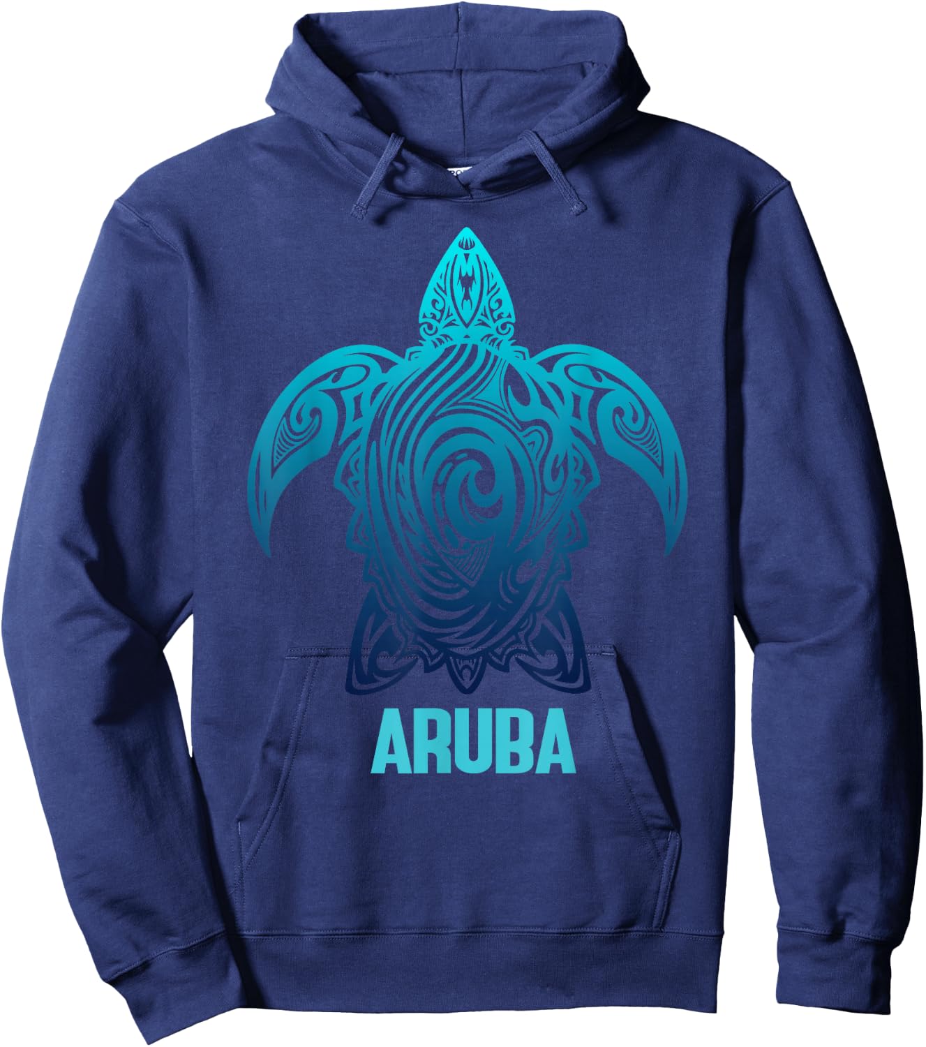 Aruba Tribal Sea Turtle Surfer Diver Hoodie - Hoodie | Navy