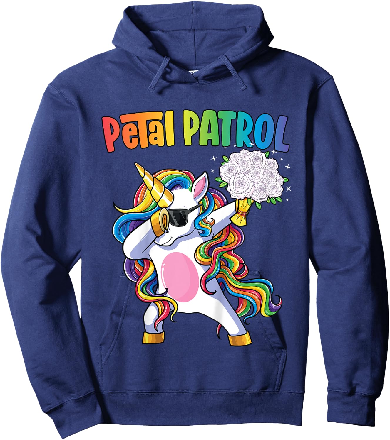 Petal Patrol Shirt Flower Girl Unicorn Girls Wedding Hoodie - Hoodie | Navy