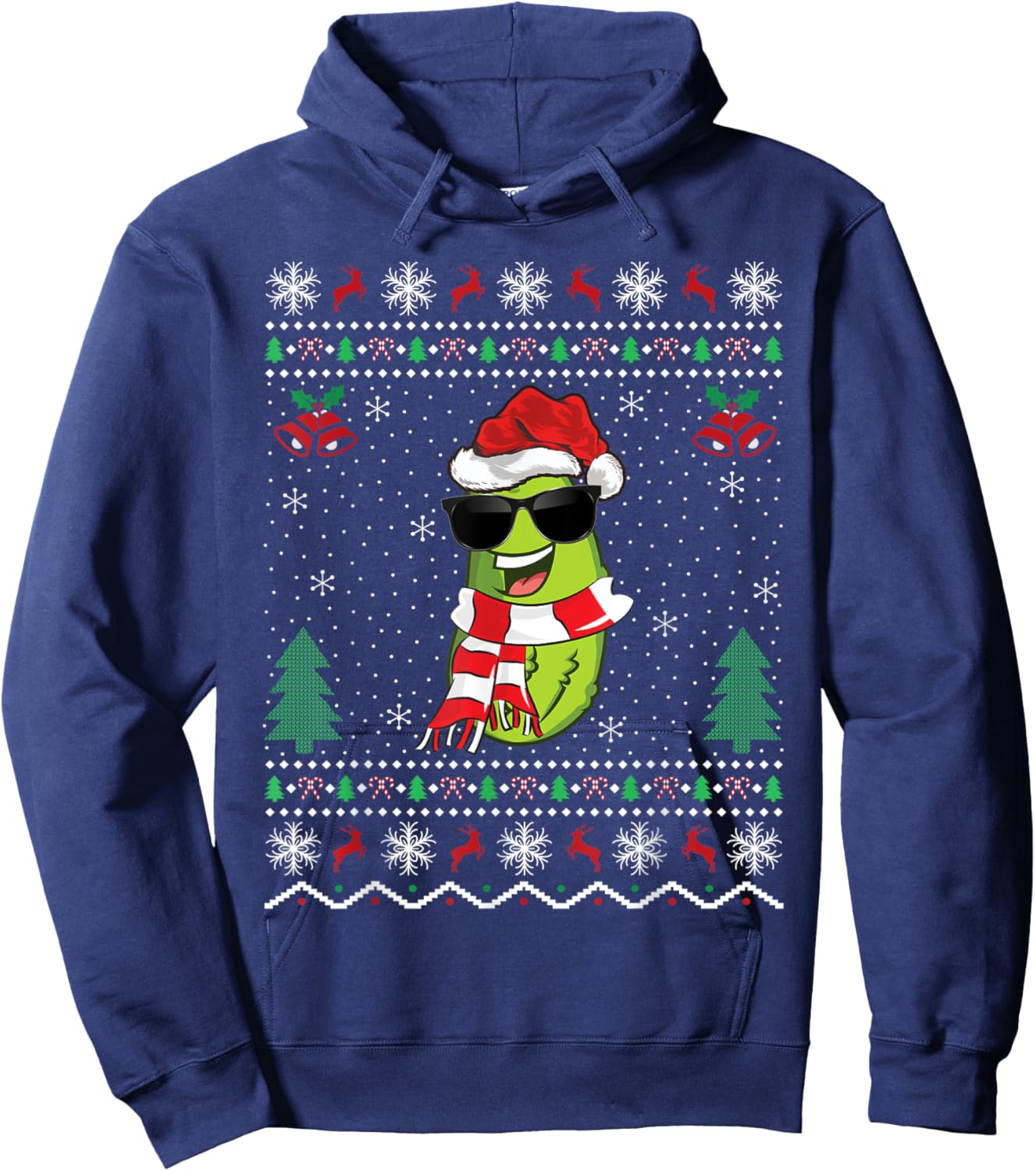 Funny Santa Pickle Xmas Gift Ugly Pickle Christmas Hoodie - Hoodie | Navy