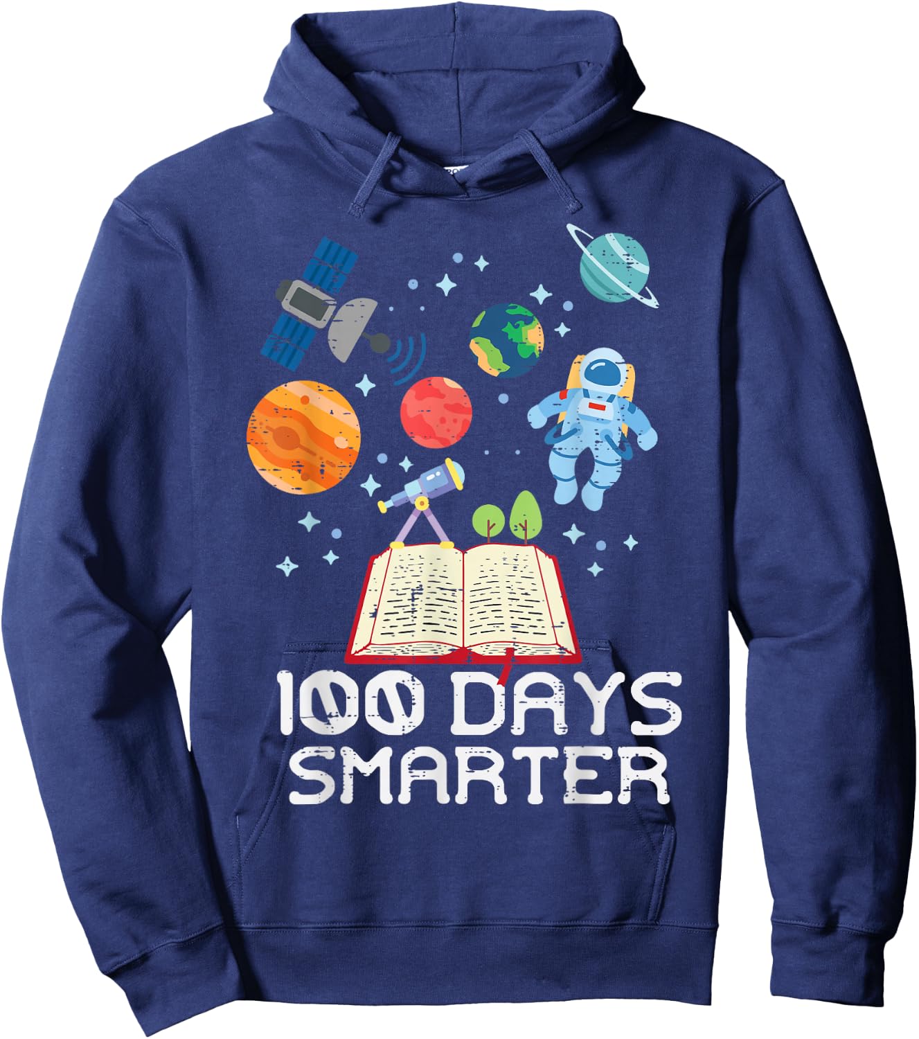 100 Days Smarter Space Astronaut 100th Day School Boys Kids Hoodie - Hoodie | Navy