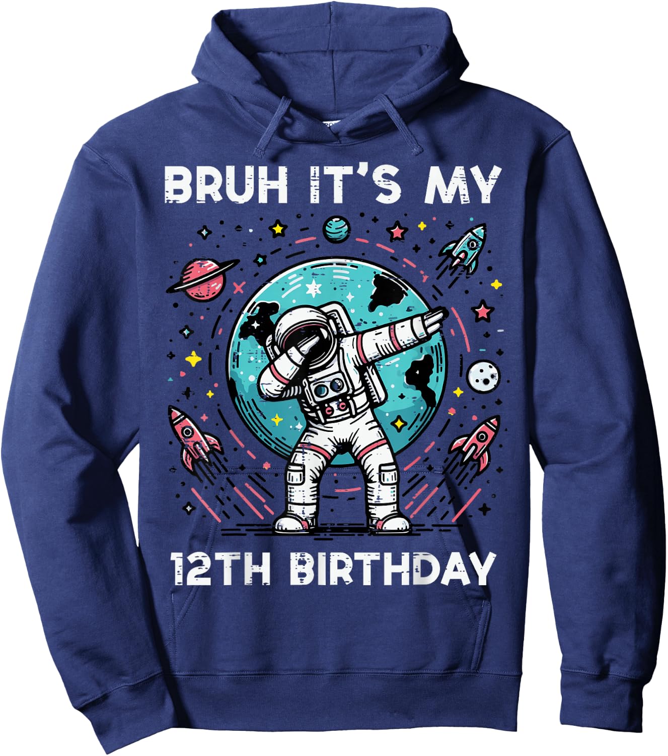 Bruh Its My 12th Birthday Astronaut Dab 12 Bday Boys Kids Hoodie - Hoodie | Navy