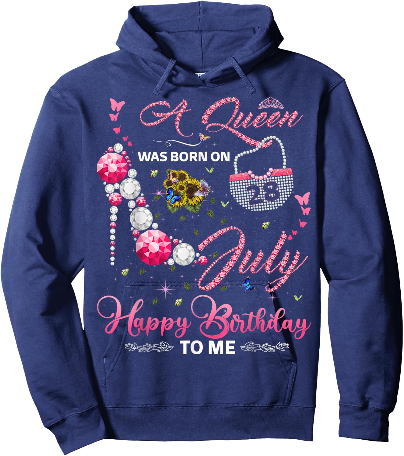 A Queen was born on 28th July Birthday for Queens girls Hoodie - Hoodie | Navy