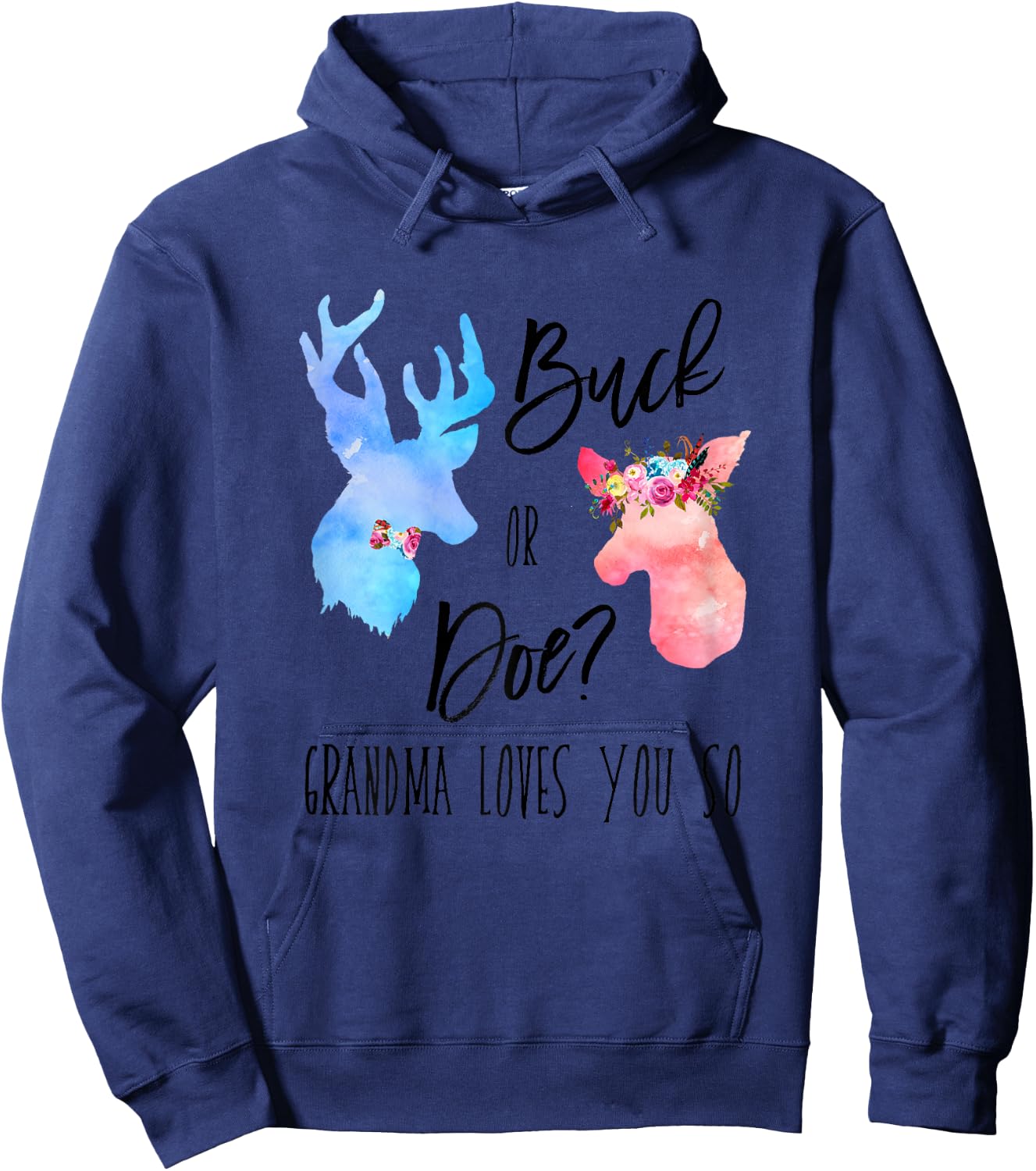 Buck Or Doe Grandma Loves You So Gender Reveal Shirt Boho Hoodie - Hoodie | Navy