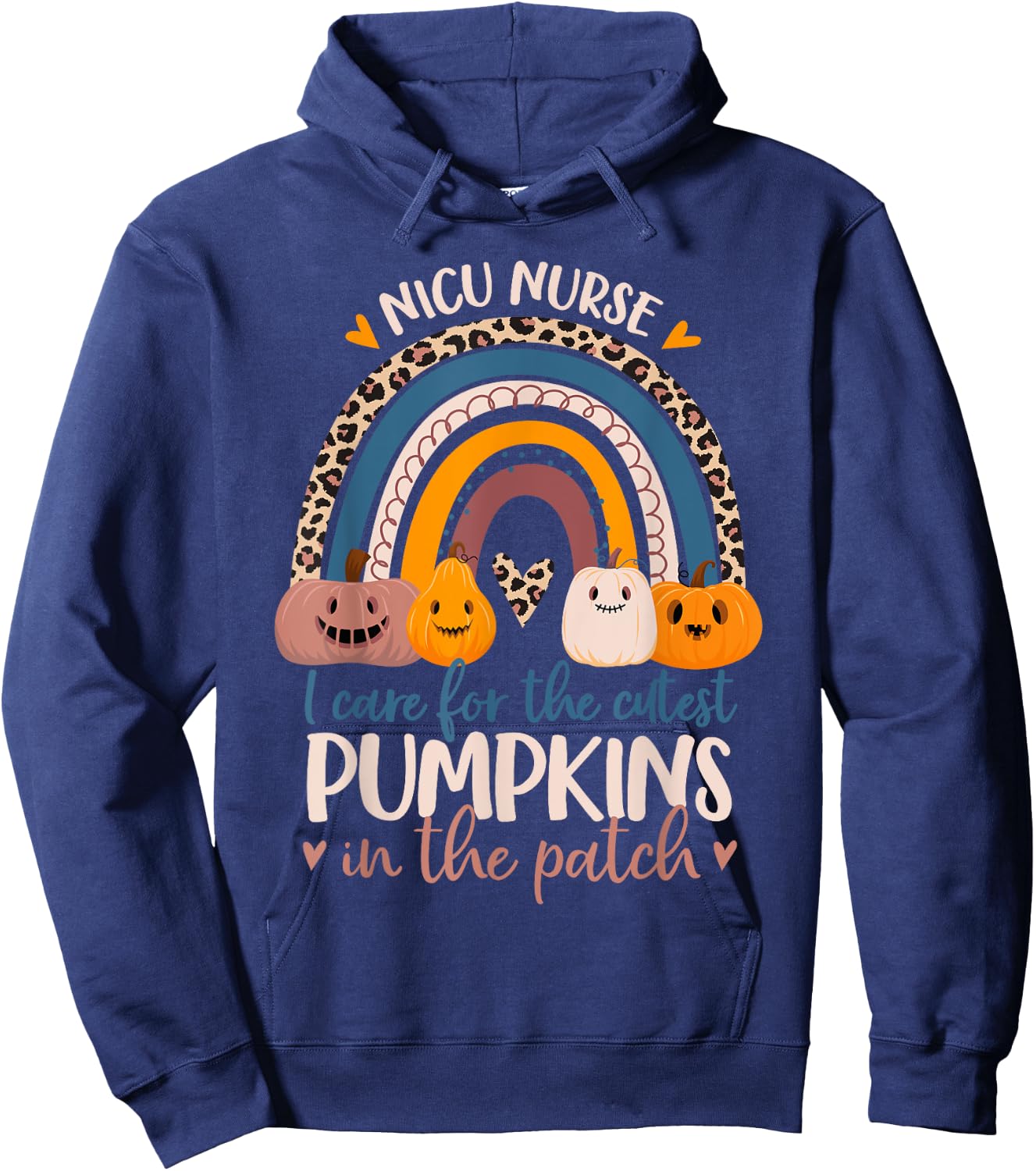 NICU Nurse Cutest Pumpkins In The Patch Rainbow Halloween RN Hoodie - Hoodie | Navy