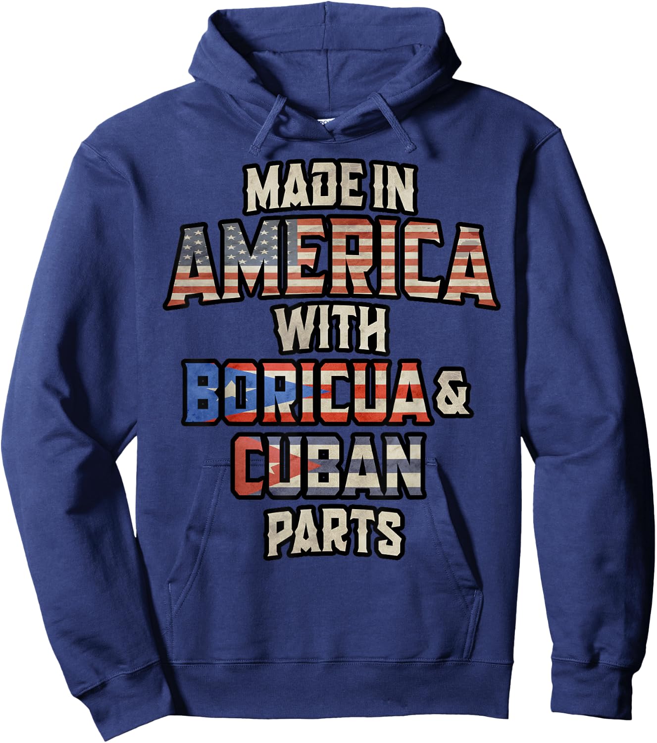Puerto Rican And Cuban Made In America Mix Heritage Vintage Hoodie - Hoodie | Navy