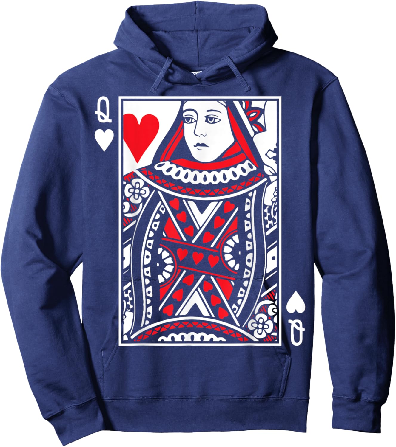 Queen Of Hearts - Poker Cards Costume (King also Available) Hoodie - Hoodie | Navy