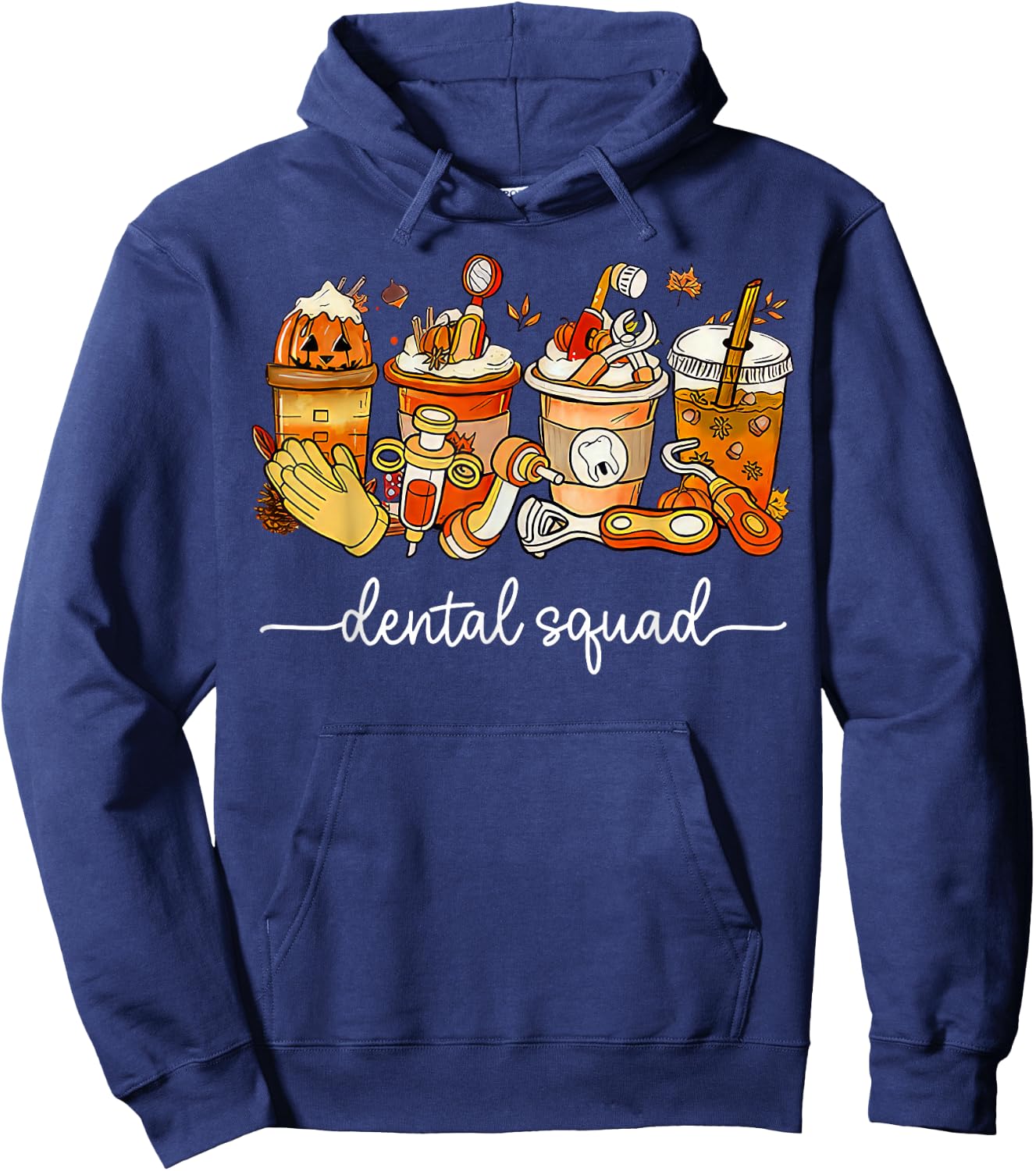 Dental Squad Coffee Latte Fall Autumn Dentist Assistant Hoodie - Hoodie | Navy