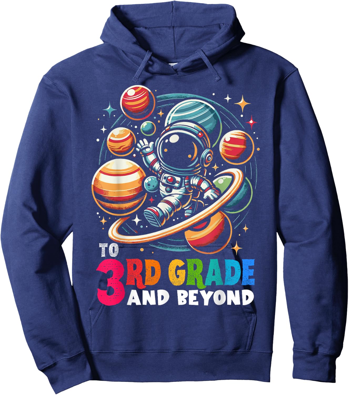 First day Boys Welcome back to School 3rd grade Astronaut Hoodie - Hoodie | Navy