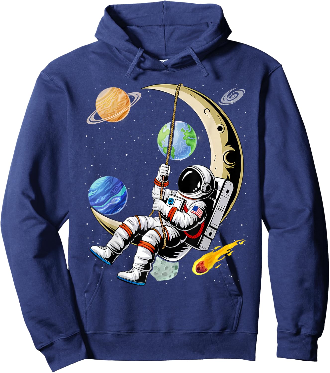 Astronaut Moon Swing Planets Space Galaxy Women Kids Men Hoodie - Hoodie | Navy