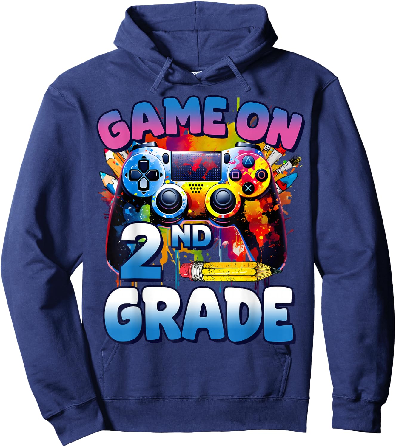 Game On 2nd Grade First Day Gamer Shirt Boys Hoodie - Hoodie | Navy