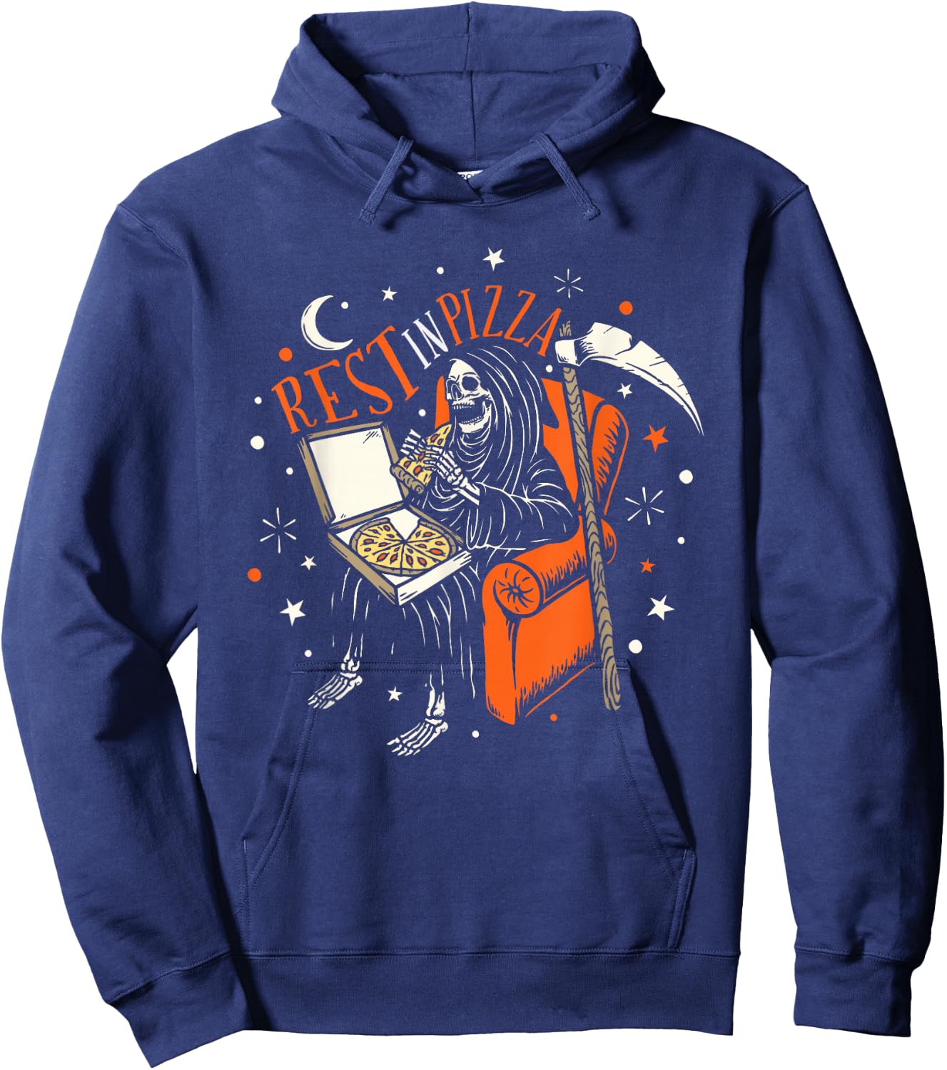Funny Rest In Pizza Skull Skeleton Halloween Hoodie - Hoodie | Navy