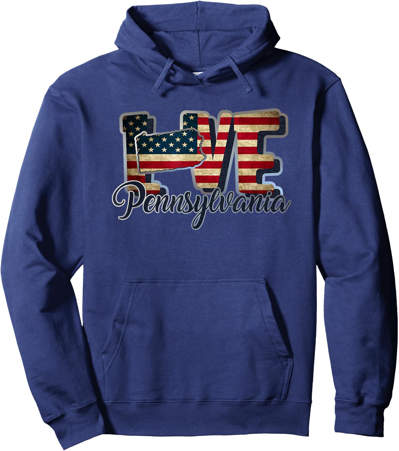Funny Love Pennsylvania American Flag Patriotic Kids Men Hoodie - Hoodie | Navy