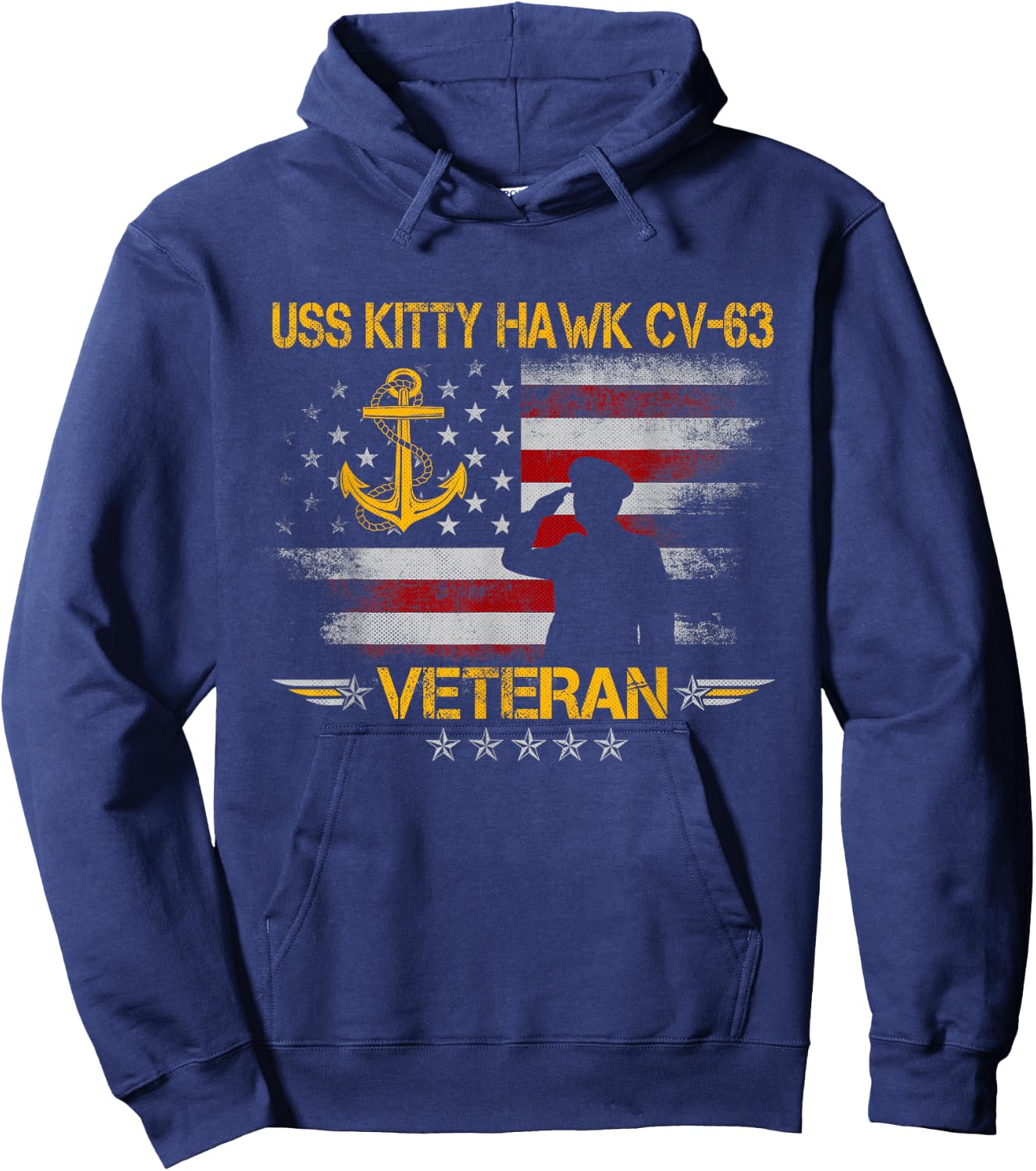 Proud US Military Warships USS CVN-63 Veterans Day , Men's Classic Fit Black Short Sleeve USS Kitty Hawk CV-63 Aircraft Carrier Veteran Flag Vintage , Small Hoodie - Hoodie | Navy
