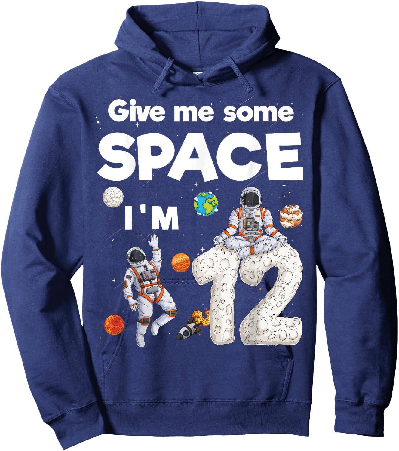 Outer Space Astronaut Planets Twelve Year Old 12th Birthday Hoodie - Hoodie | Navy