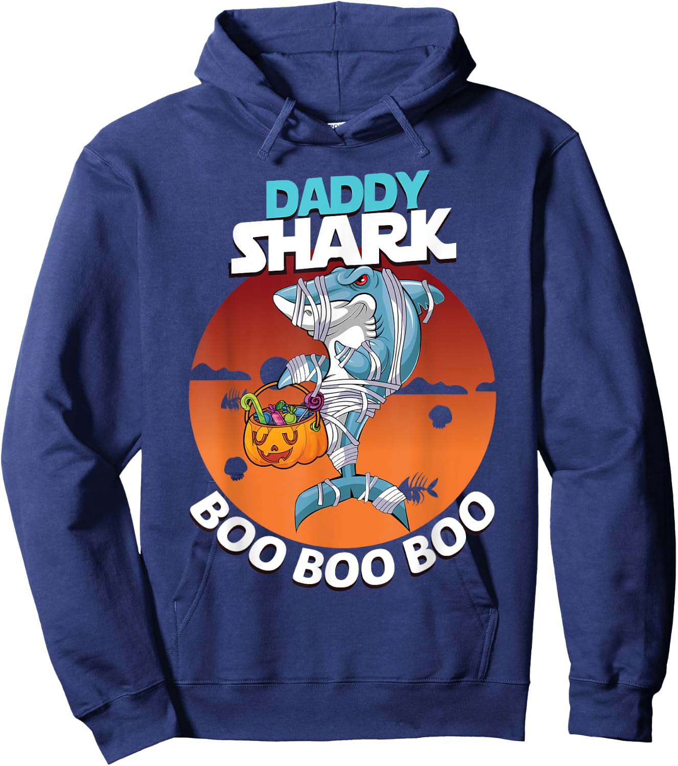 Daddy Shark Boo Boo Funny Family Shark Halloween Hoodie - Hoodie | Navy
