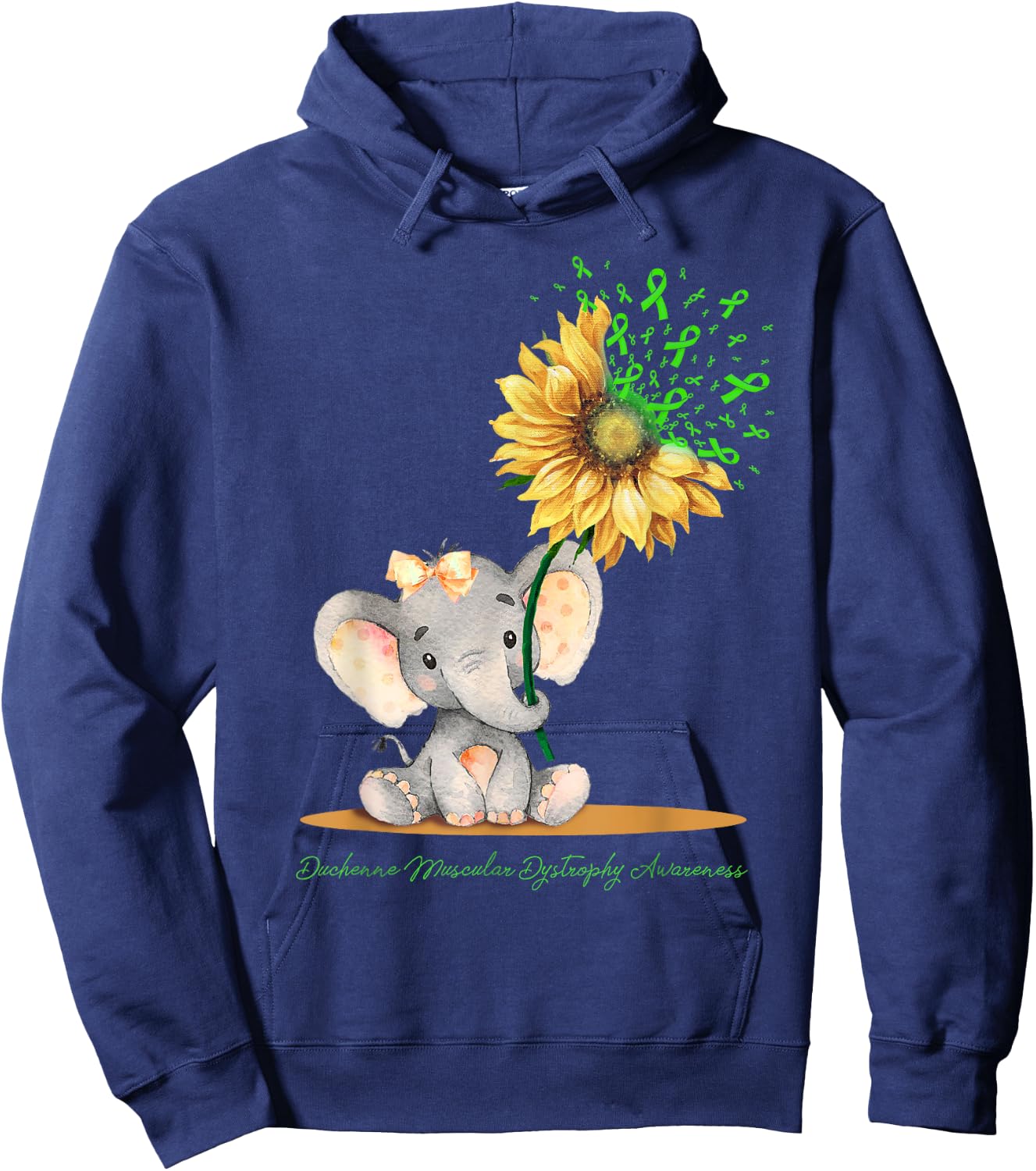DUCHENNE MUSCULAR DYSTROPHY AWARENESS Cute Elephant Hoodie - Hoodie | Navy