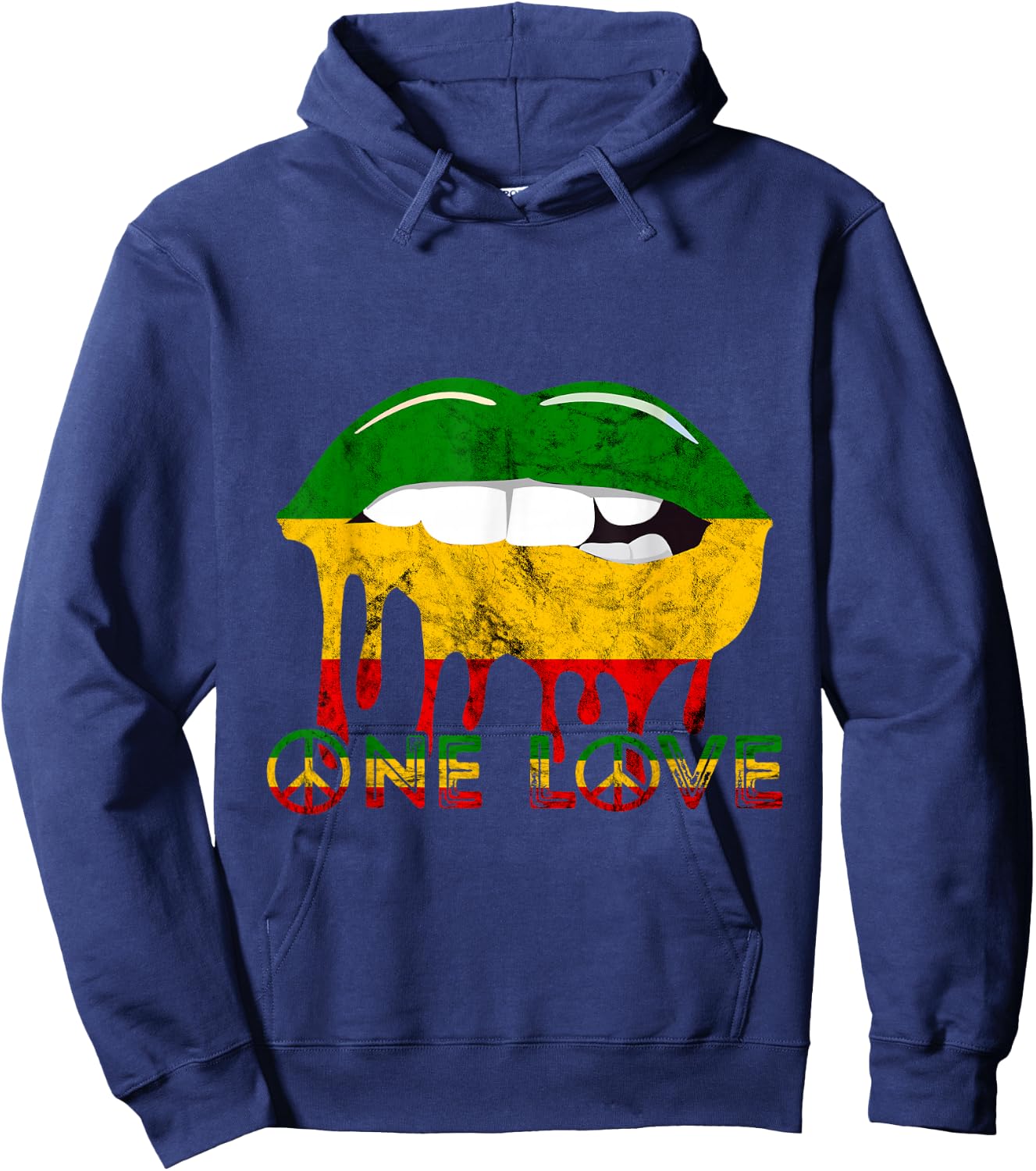 Rasta Reggae Lips Mouth Jamaican Music One Pride Love Hoodie - Hoodie | Navy