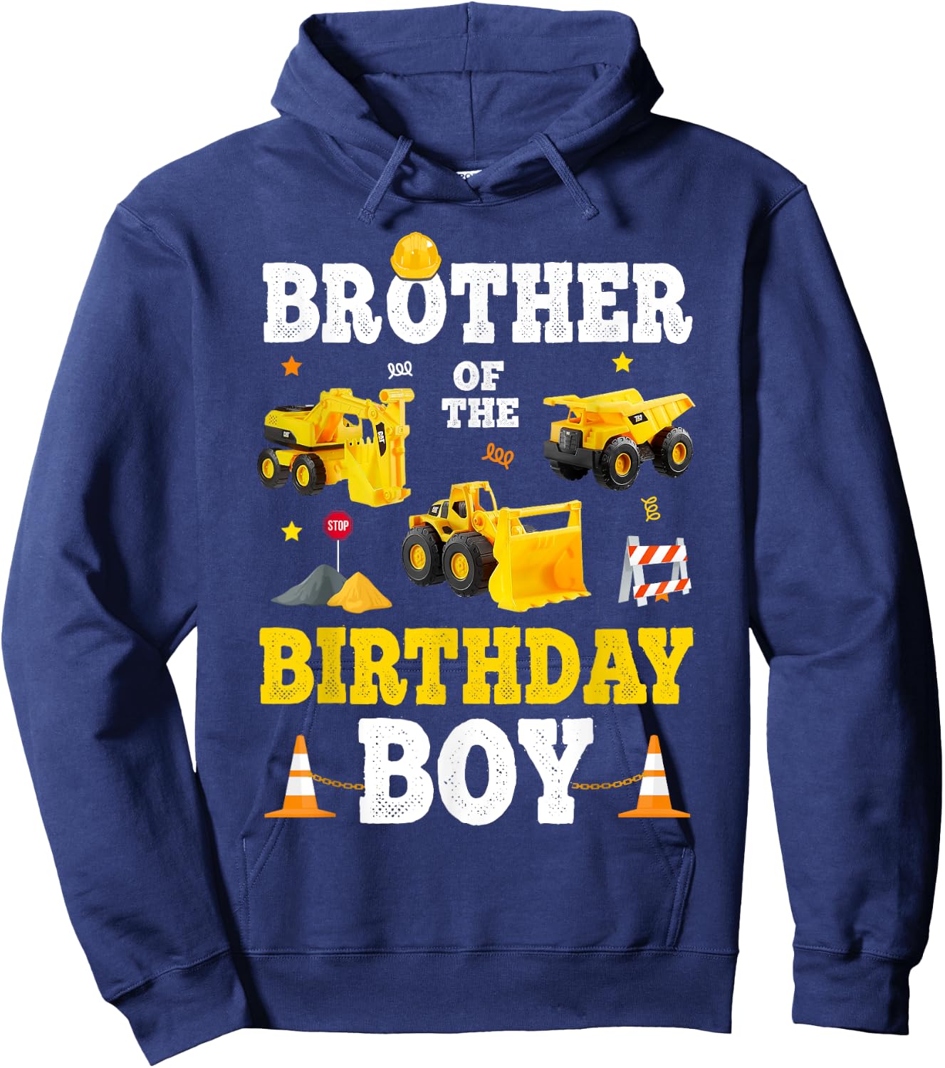 Brother Of The Birthday Boy Bday Construction Crew Trucks Hoodie - Hoodie | Navy