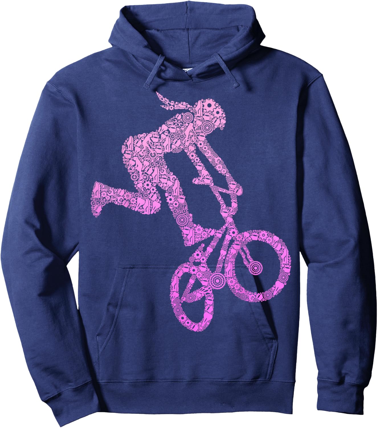 BMX Rider Girl Bike Bicycle Stunt Racing Kids Girls Hoodie - Hoodie | Navy
