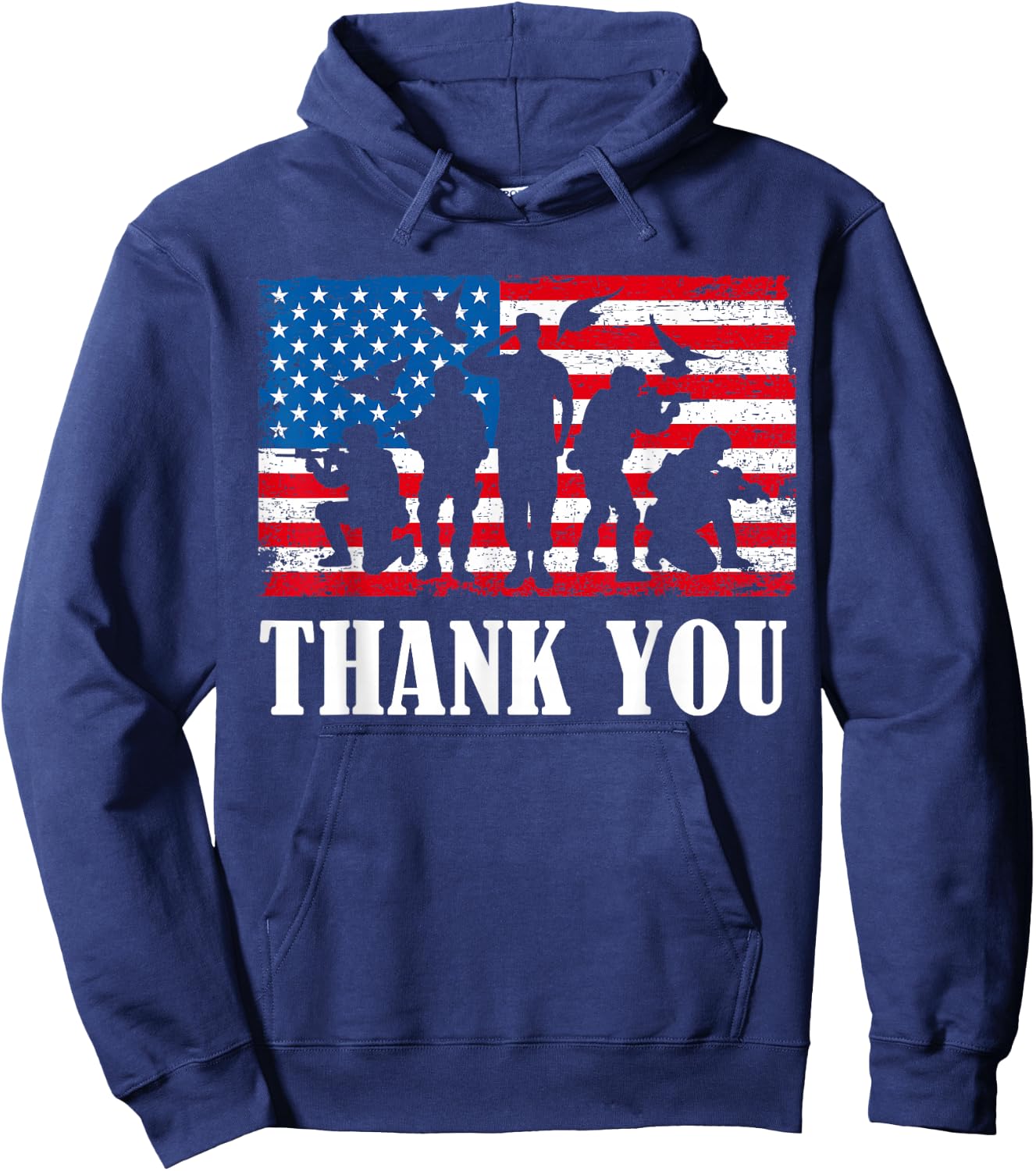 Thank You! Veterans Day & Memorial Day Partiotic Military Hoodie - Hoodie | Navy