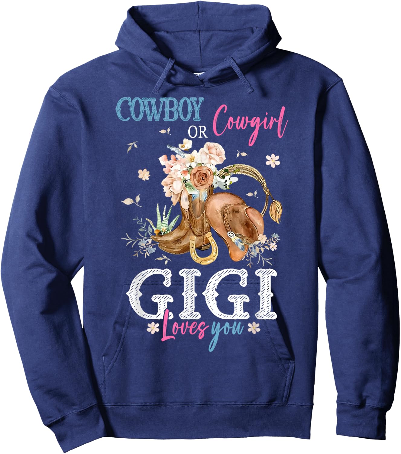 Cowboy or Cowgirl Gender Reveal Party Announcement Gigi Hoodie - Hoodie | Navy