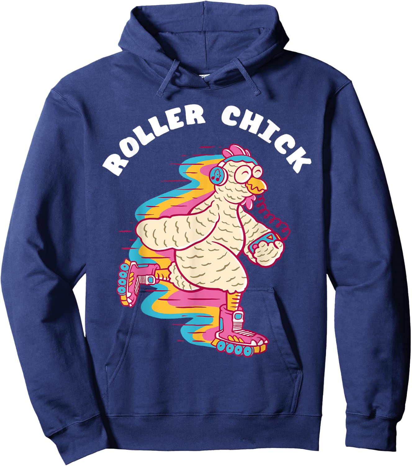 Roller Chick Roller Skater Chicken 80s Roller Skating Hoodie - Hoodie | Navy