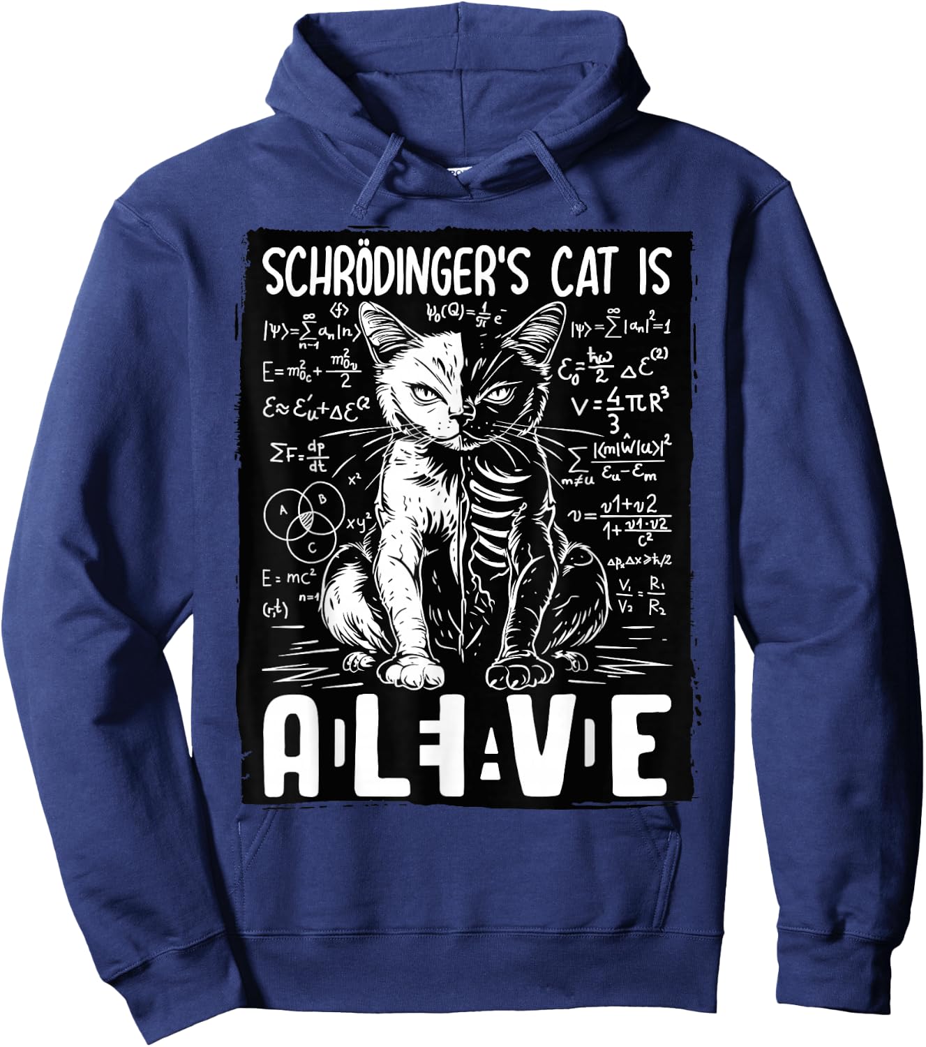 Schrodinger's Cat Dead And Alive Science Hoodie - Hoodie | Navy