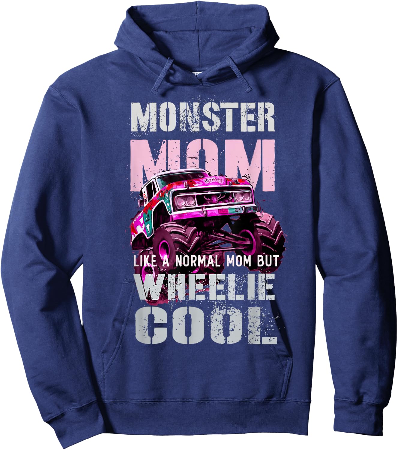 Vintage MONSTER Truck MOM Like Normal Mama of Boy Momster Hoodie - Hoodie | Navy