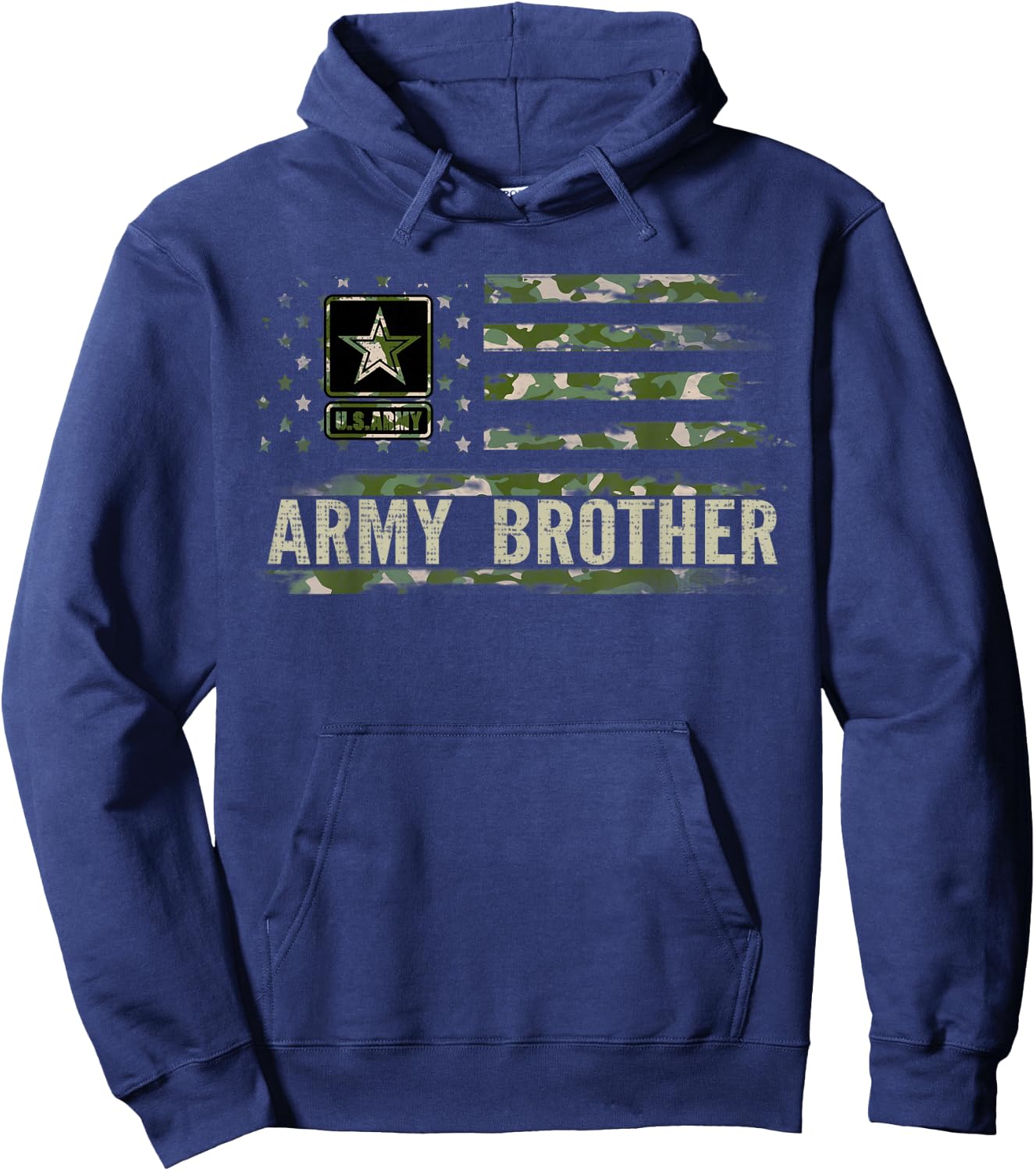 Vintage Army Brother With Camo American Flag Veteran Gift Hoodie - Hoodie | Navy
