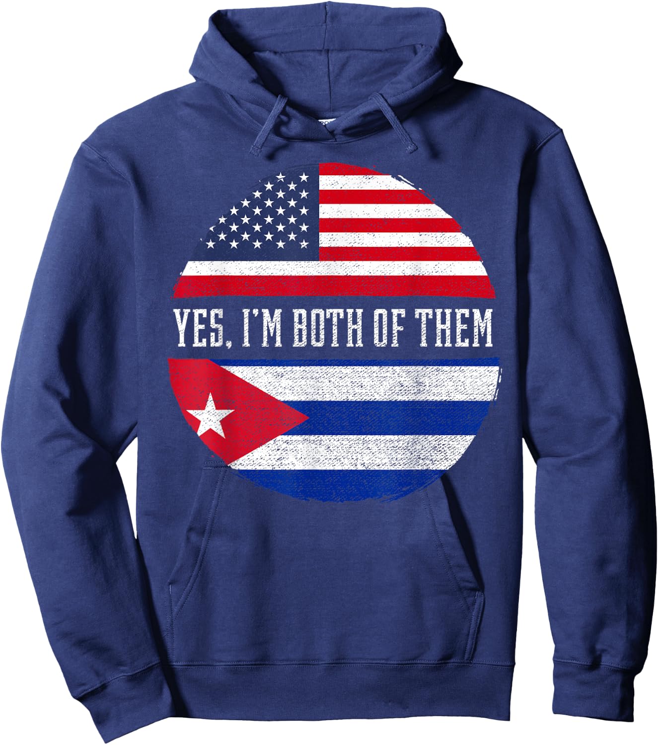 Half American Half Cuban USA Flag Cuba Heritage DNA Hoodie - Hoodie | Navy