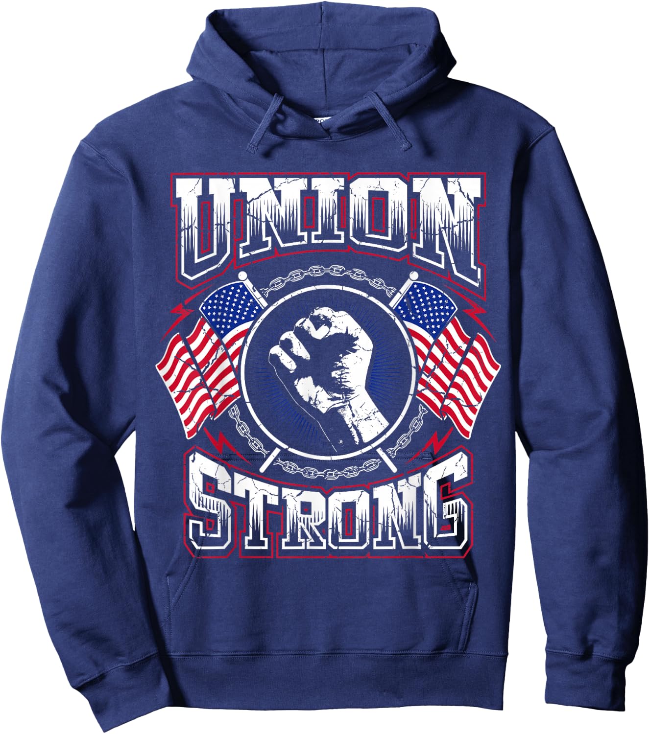 Union Strong Pro-Union Worker | Labor Protest Hoodie - Hoodie | Navy